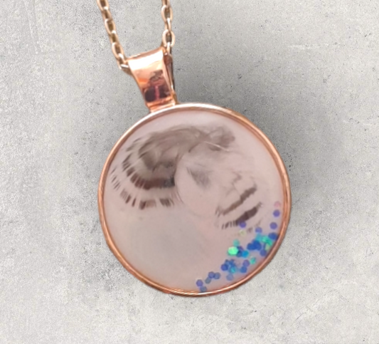 Stainless steel pendant bird feather "Rosé" budgie