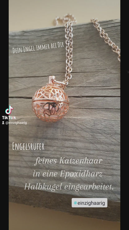 Engelsrufer stainless steel pendant "Rosé" with animal hair hemisphere